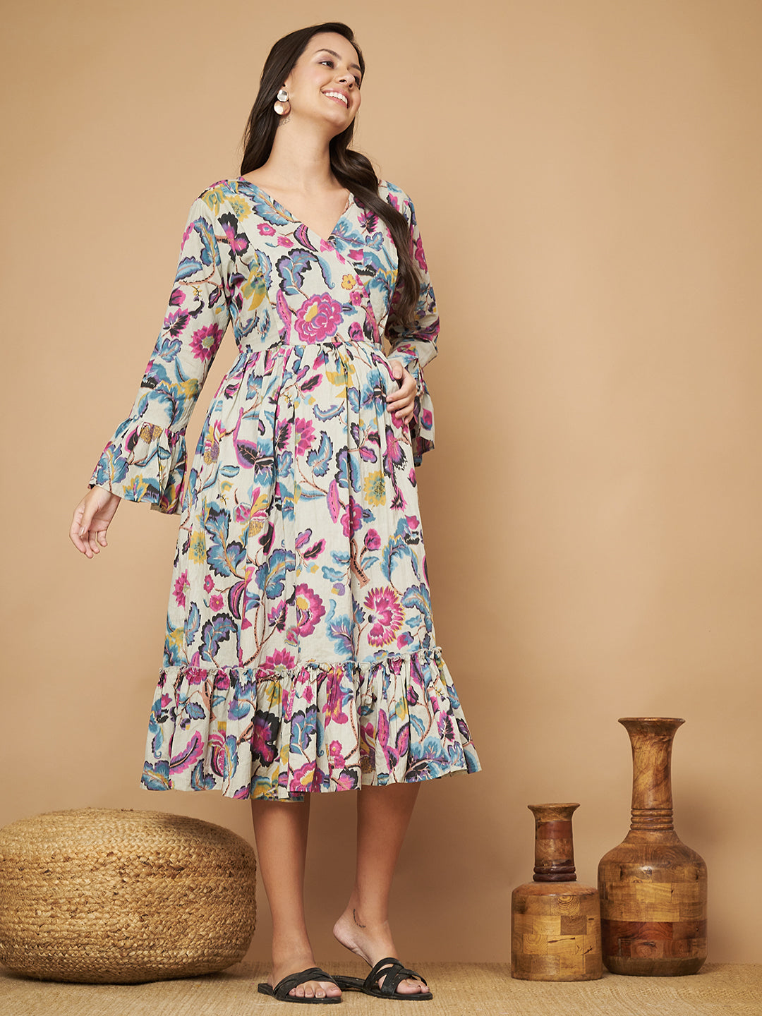 Maternity Fit & Flare Midi Dress