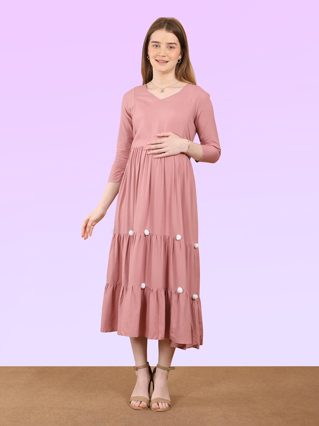Maternity Fit & Flare Midi Dress