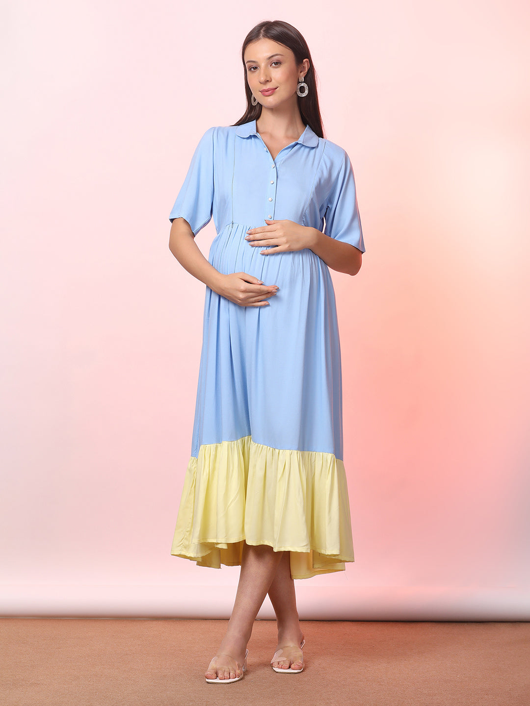 Maternity Fit & Flare Midi Dress
