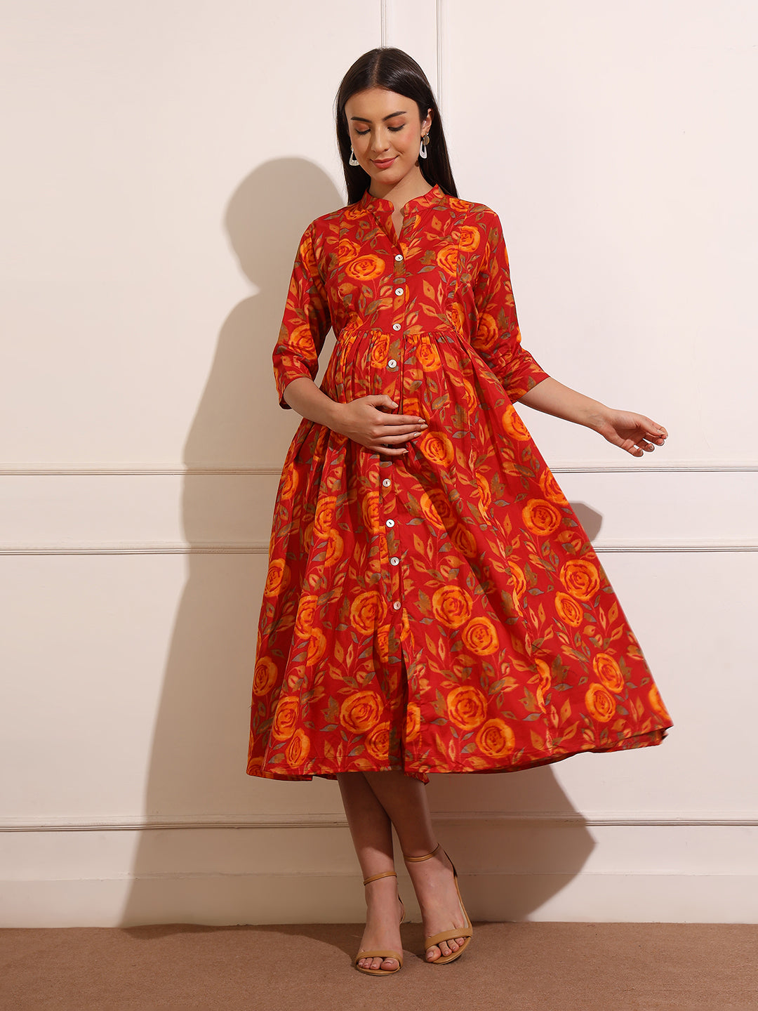 Maternity Fit & Flare Midi Dress
