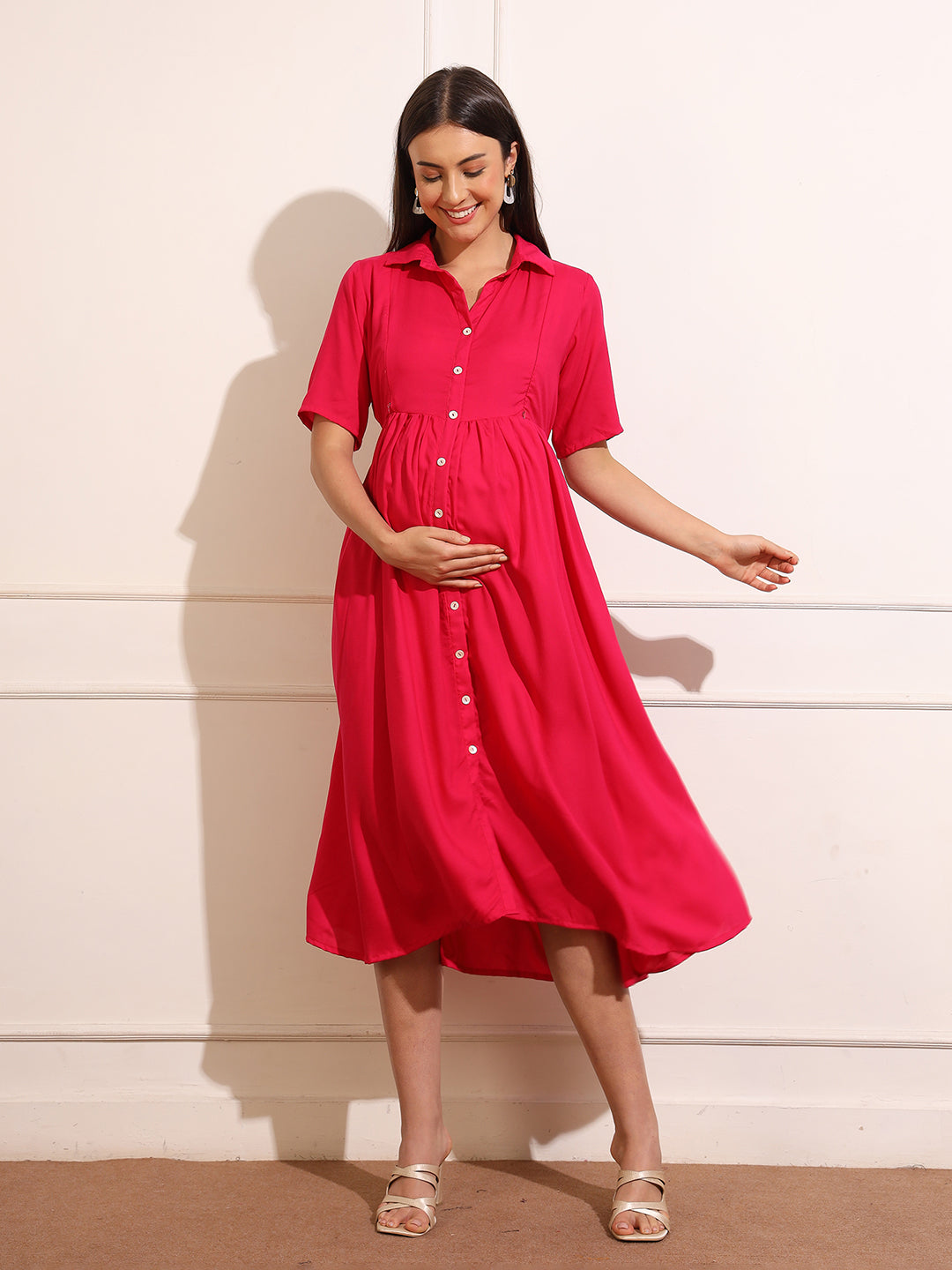 Maternity Fit & Flare Midi Dress