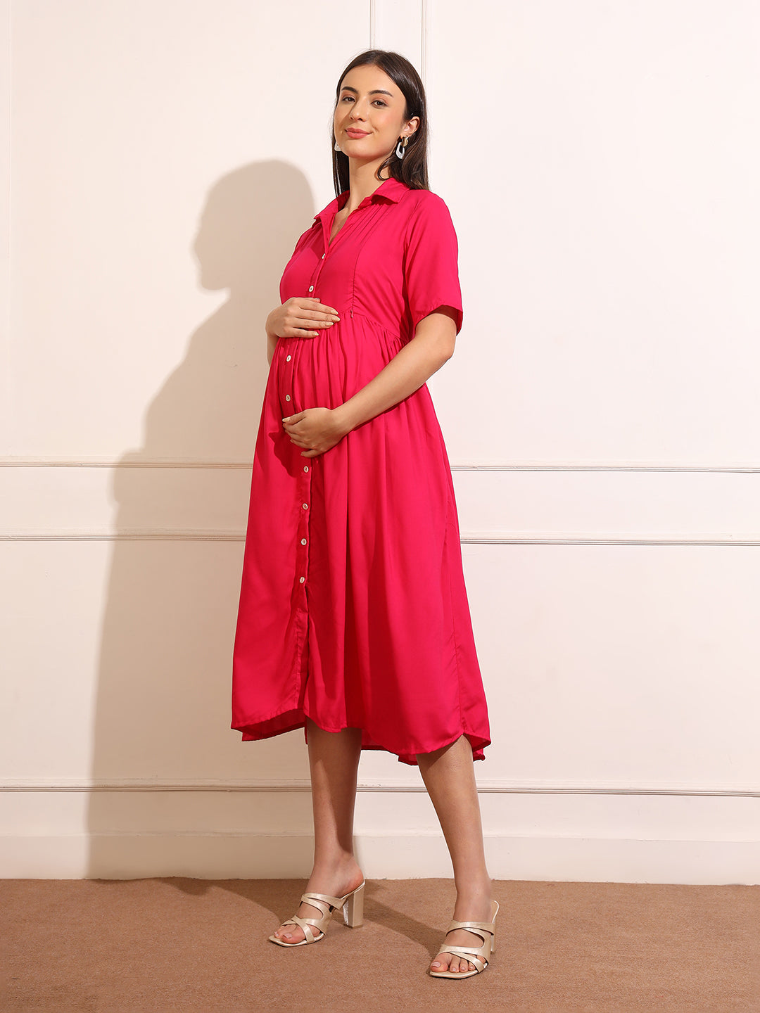 Maternity Fit & Flare Midi Dress