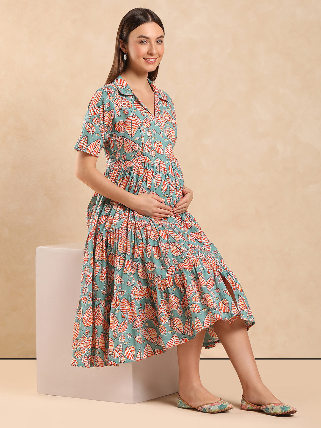 Maternity Fit & Flare Midi Dress