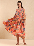 Printed Pure Cotton Maternity Fit & Flare Midi Dress