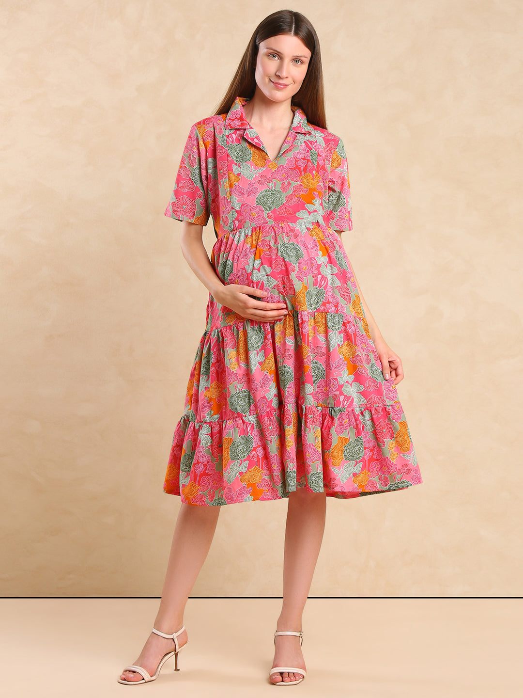 Maternity Fit & Flare Midi Dress
