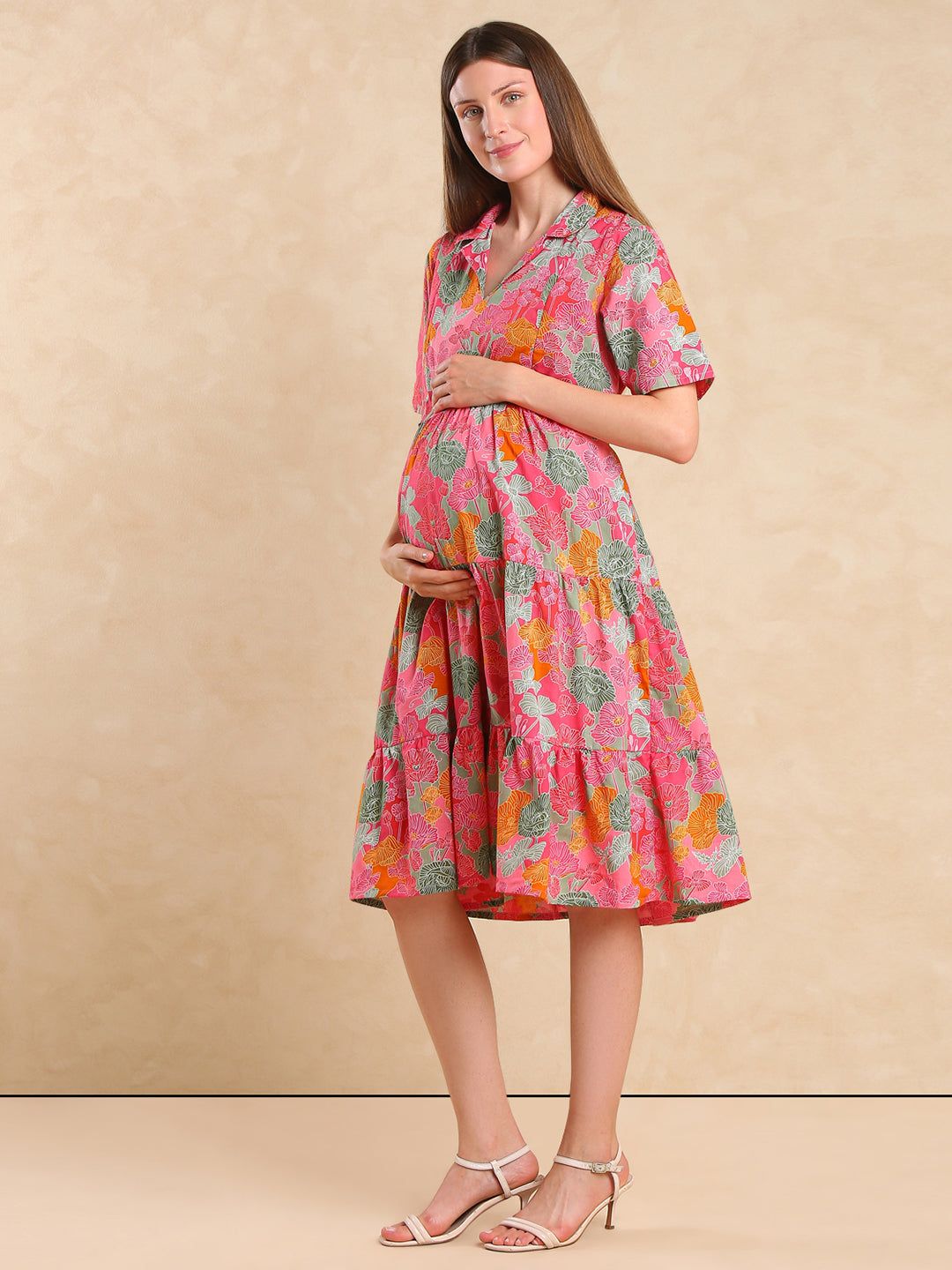Maternity Fit & Flare Midi Dress