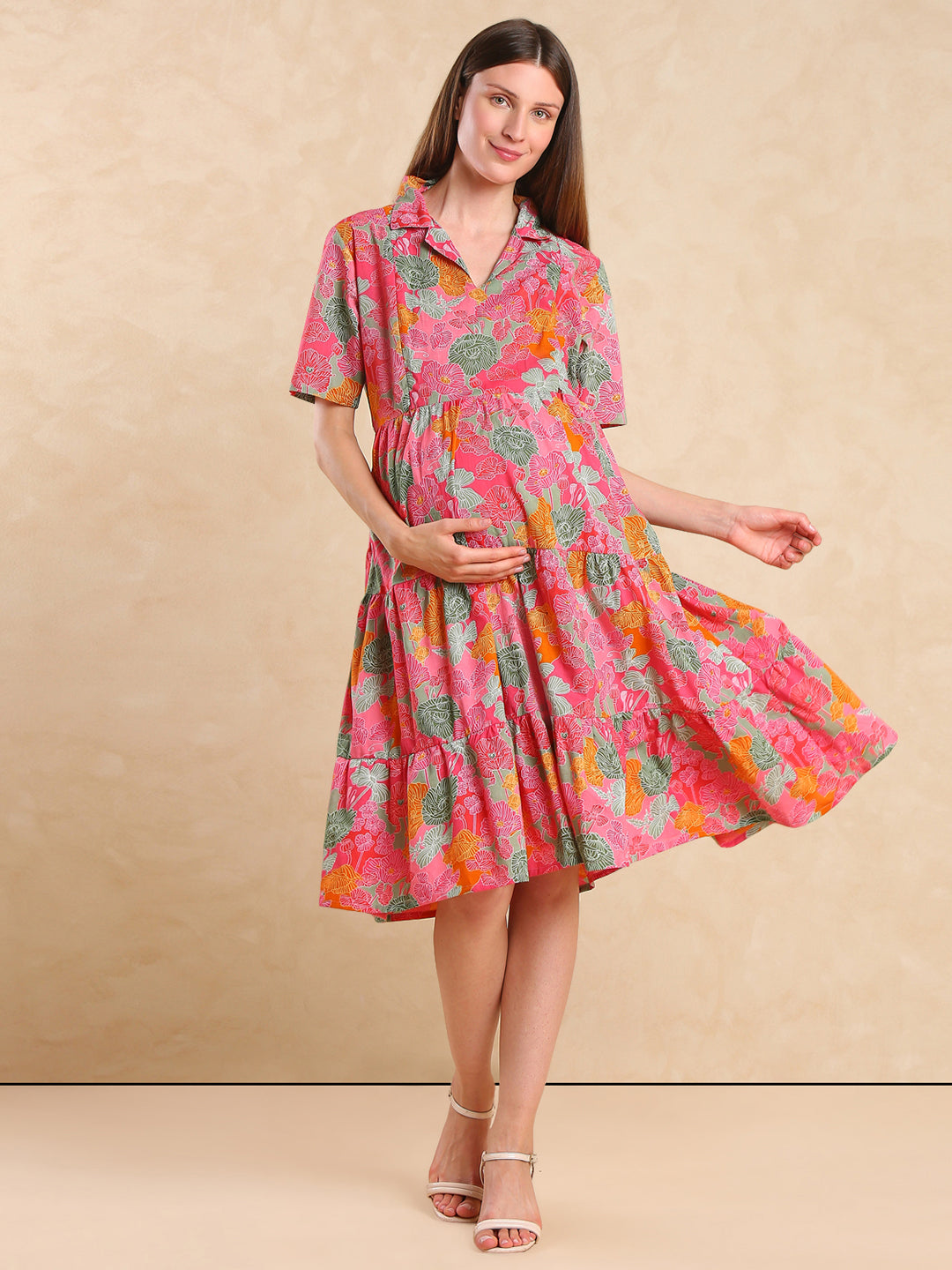 Maternity Fit & Flare Midi Dress