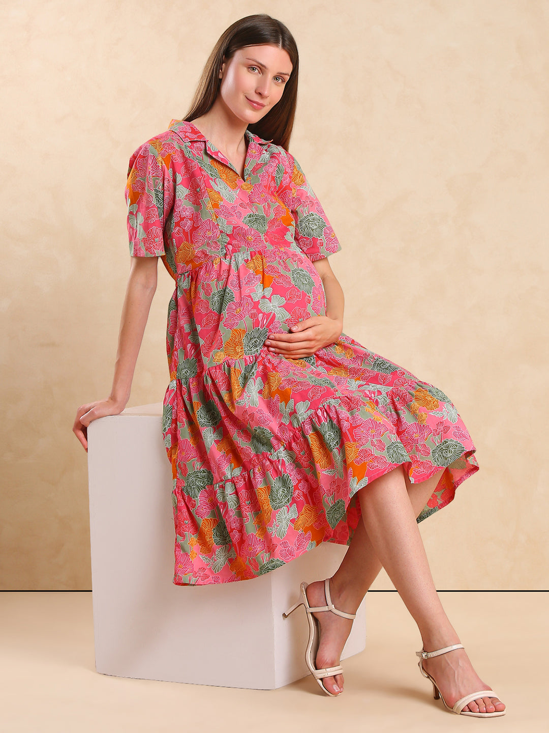 Maternity Fit & Flare Midi Dress