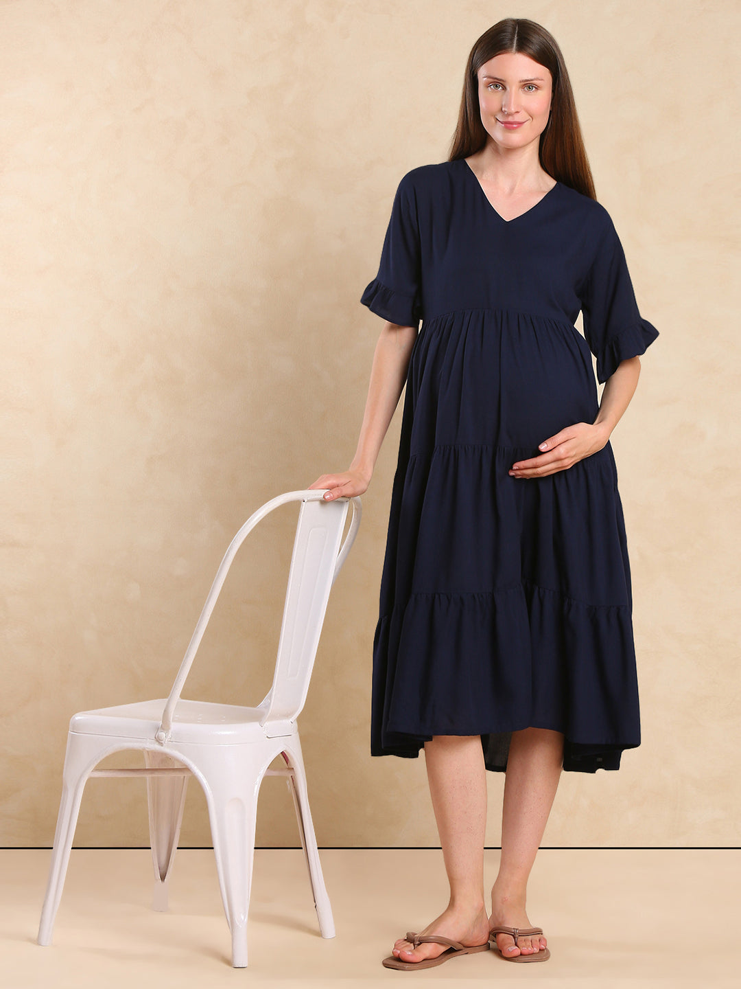Maternity Fit & Flare Midi Dress