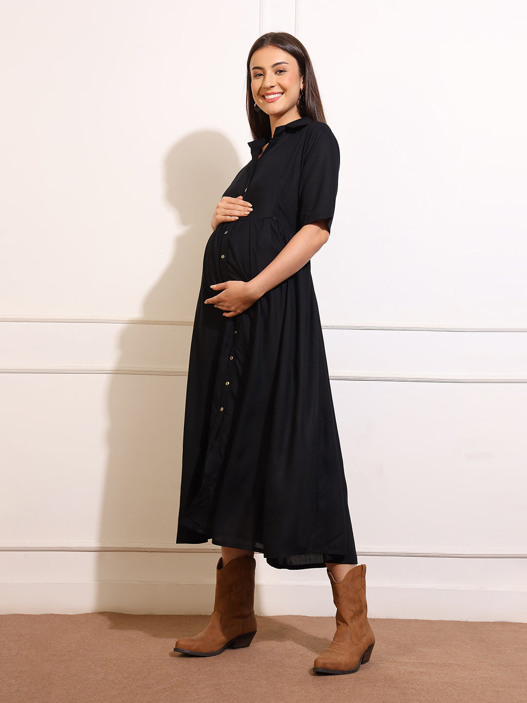 Maternity Fit & Flare Midi Dress