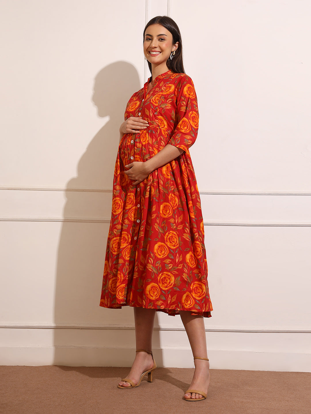 Maternity Fit & Flare Midi Dress
