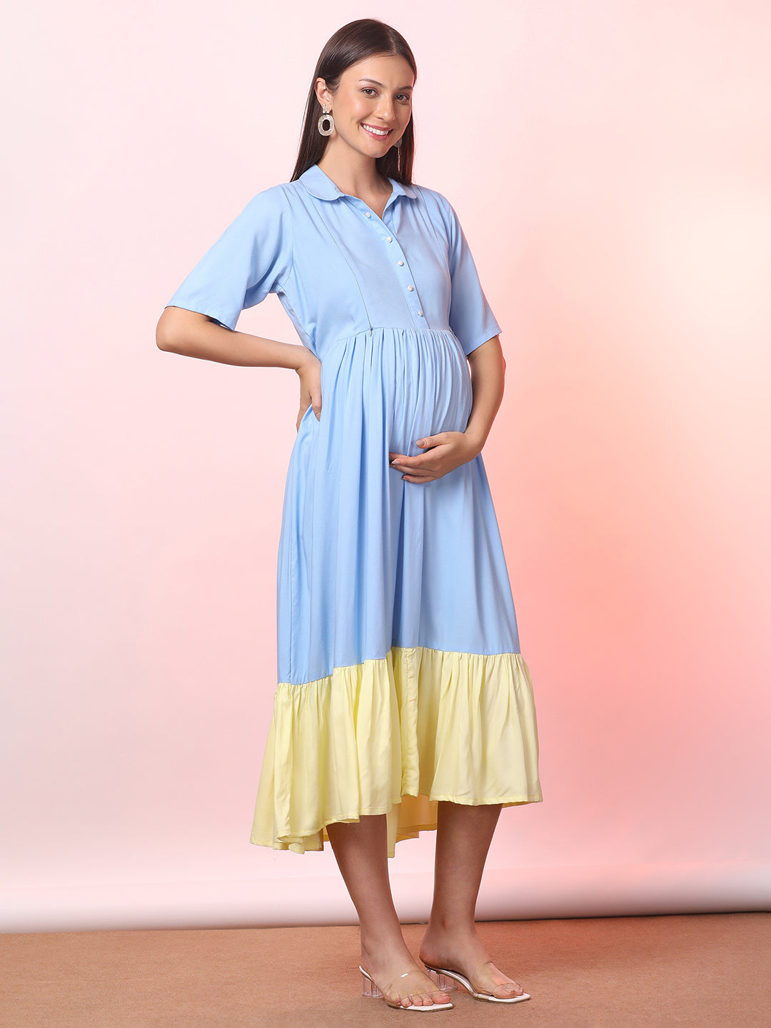 Maternity Fit & Flare Midi Dress