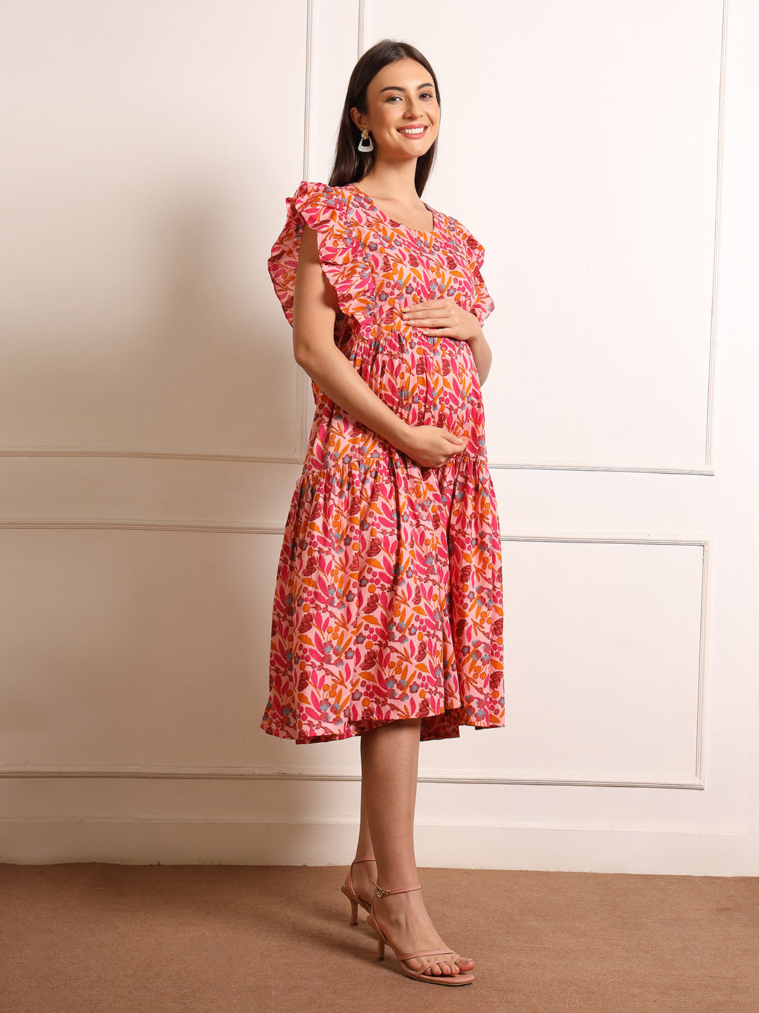Maternity Fit & Flare Midi Dress
