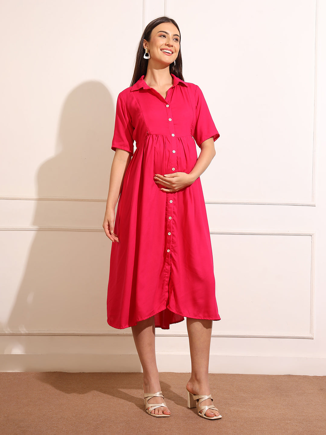 Maternity Fit & Flare Midi Dress