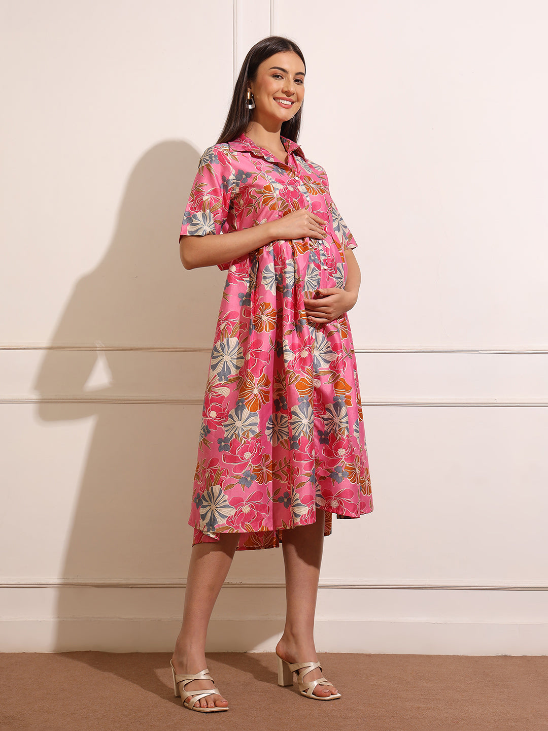 Maternity Fit & Flare Midi Dress