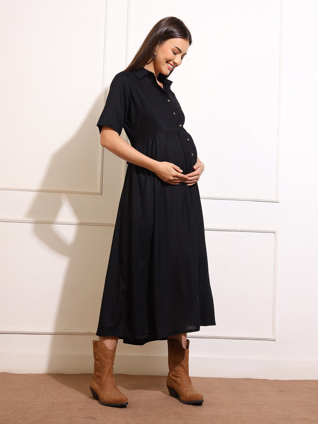 Maternity Fit & Flare Midi Dress