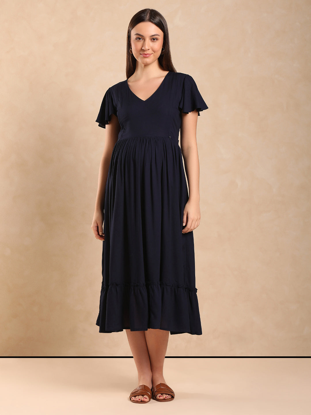 Maternity Fit & Flare Midi Dress
