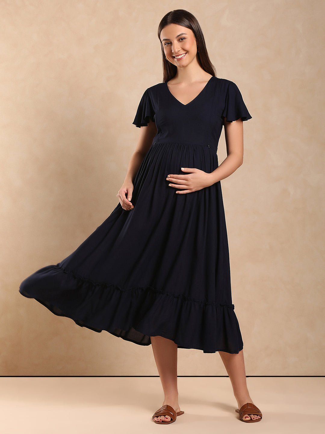 Maternity Fit & Flare Midi Dress