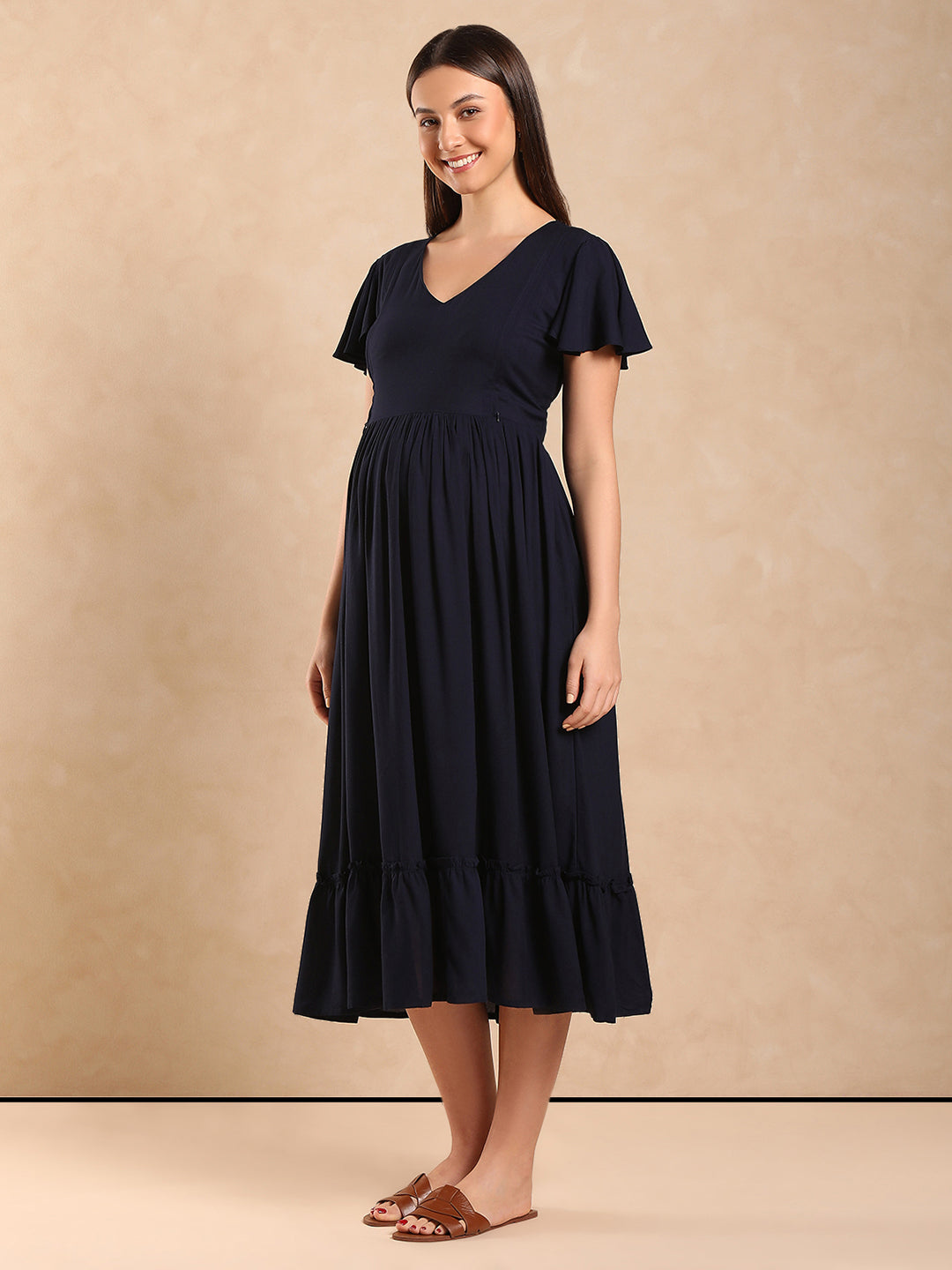 Maternity Fit & Flare Midi Dress