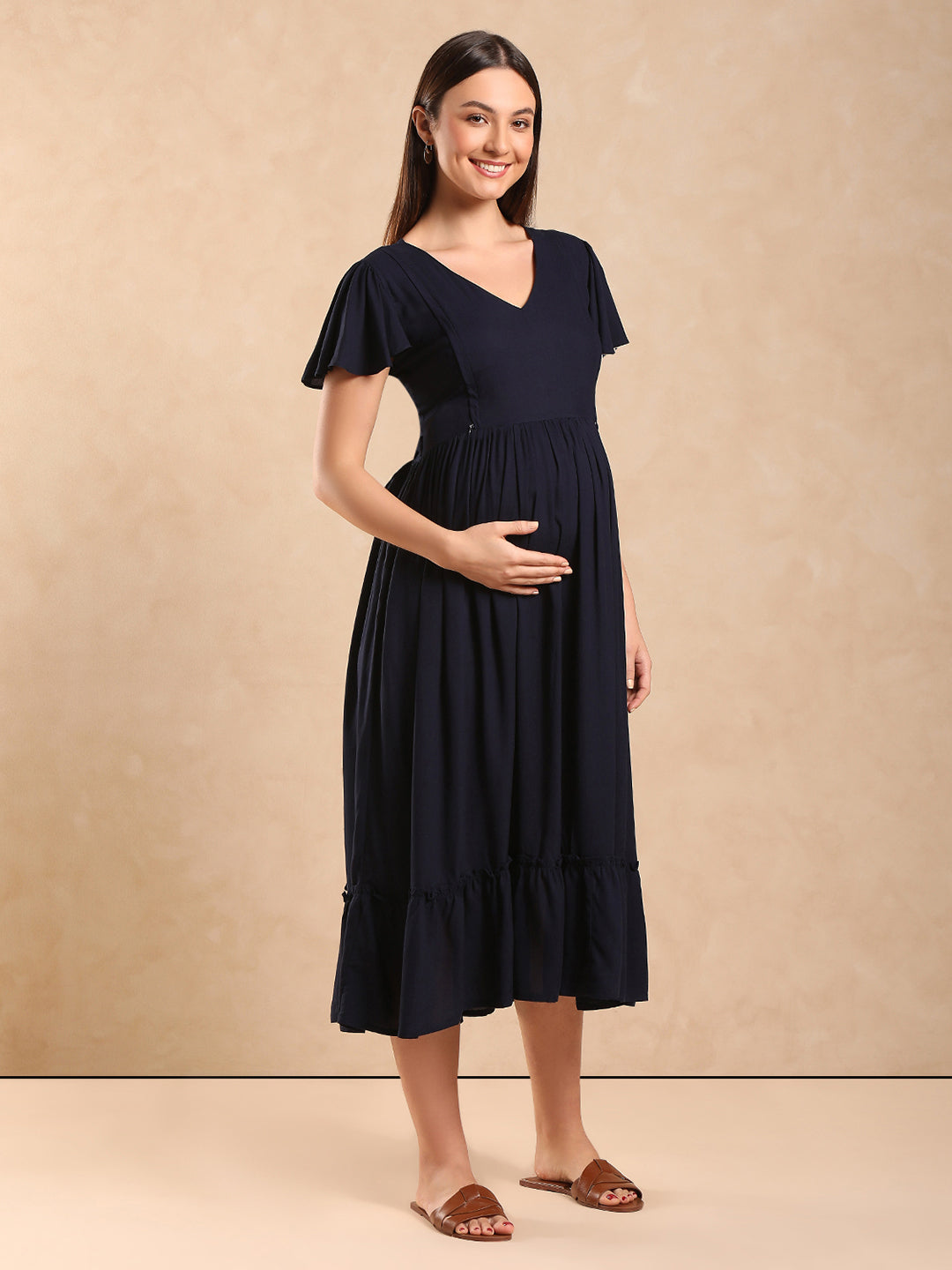 Maternity Fit & Flare Midi Dress