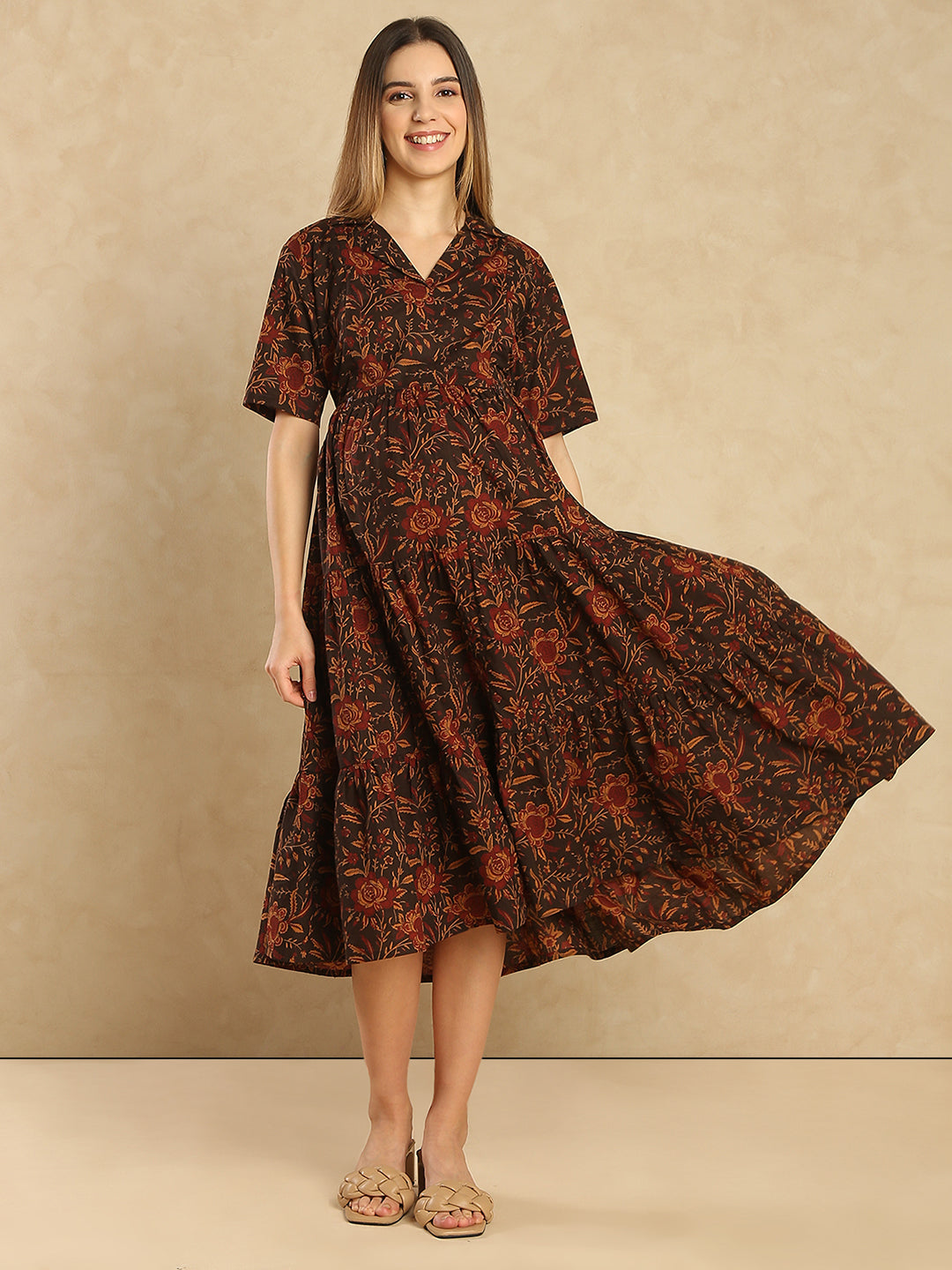 Maternity Fit & Flare Midi Dress
