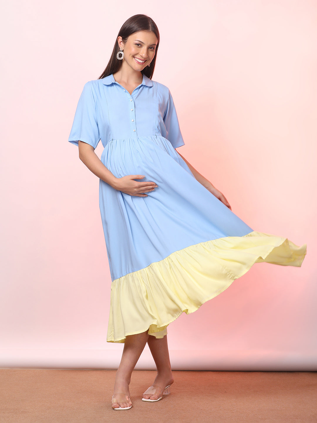 Maternity Fit & Flare Midi Dress