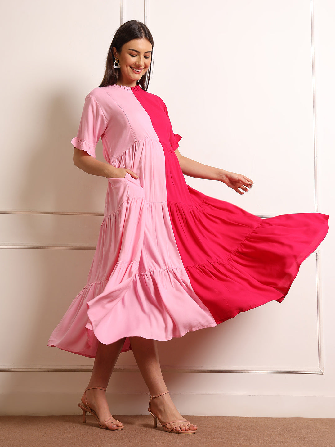Maternity Fit & Flare Midi Dress
