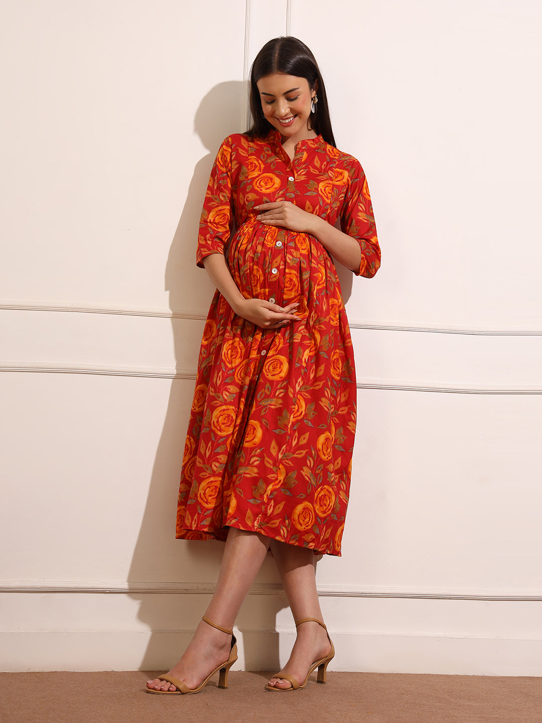 Maternity Fit & Flare Midi Dress