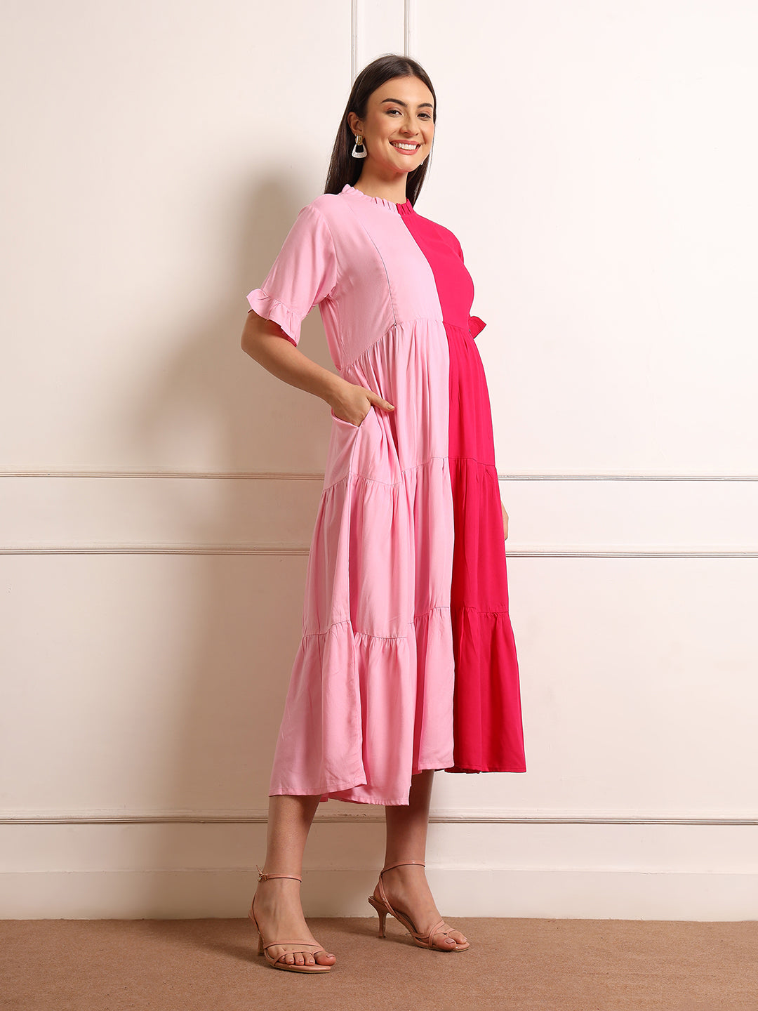 Maternity Fit & Flare Midi Dress