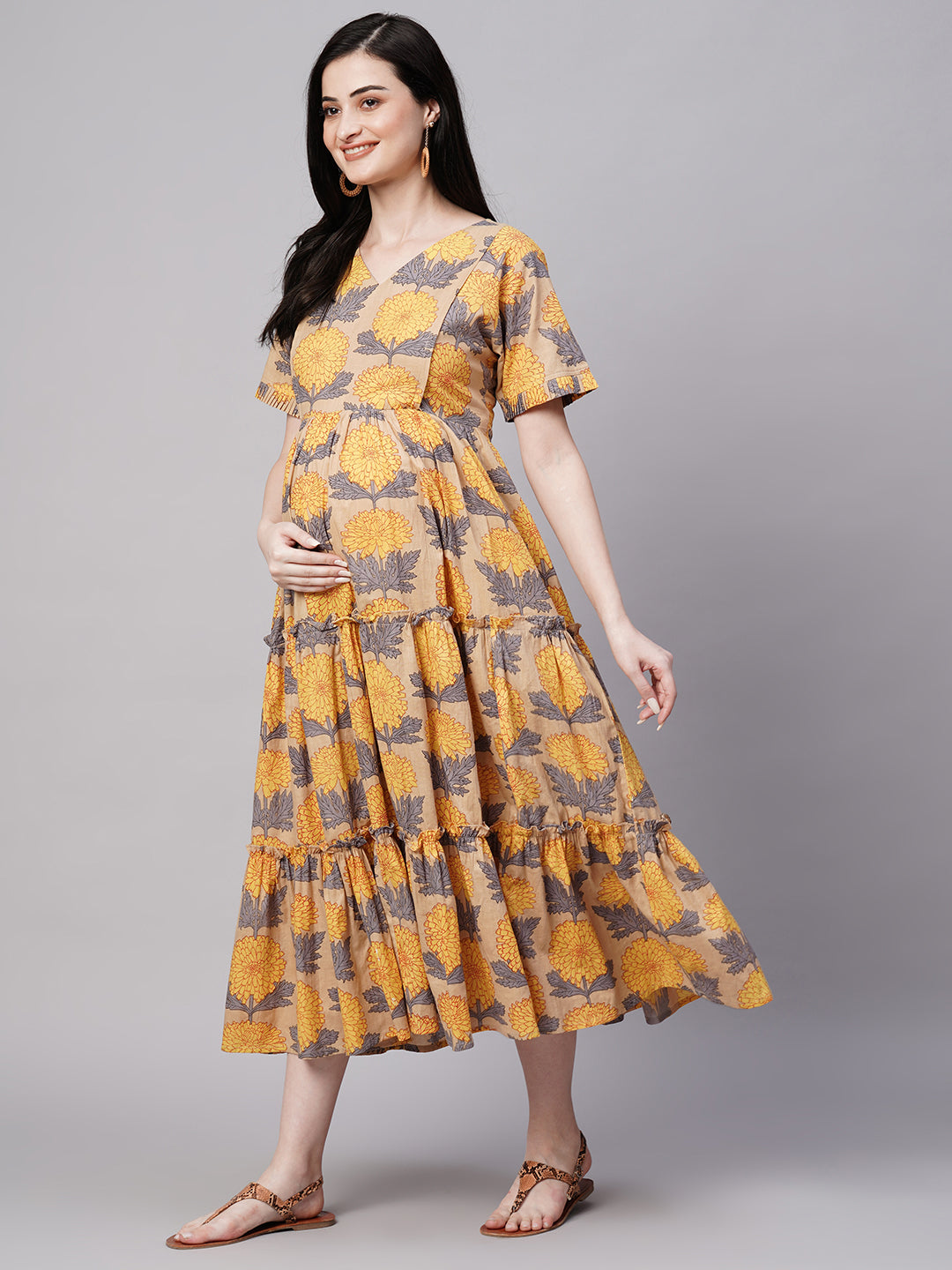 Maternity Fit & Flare Midi Dress