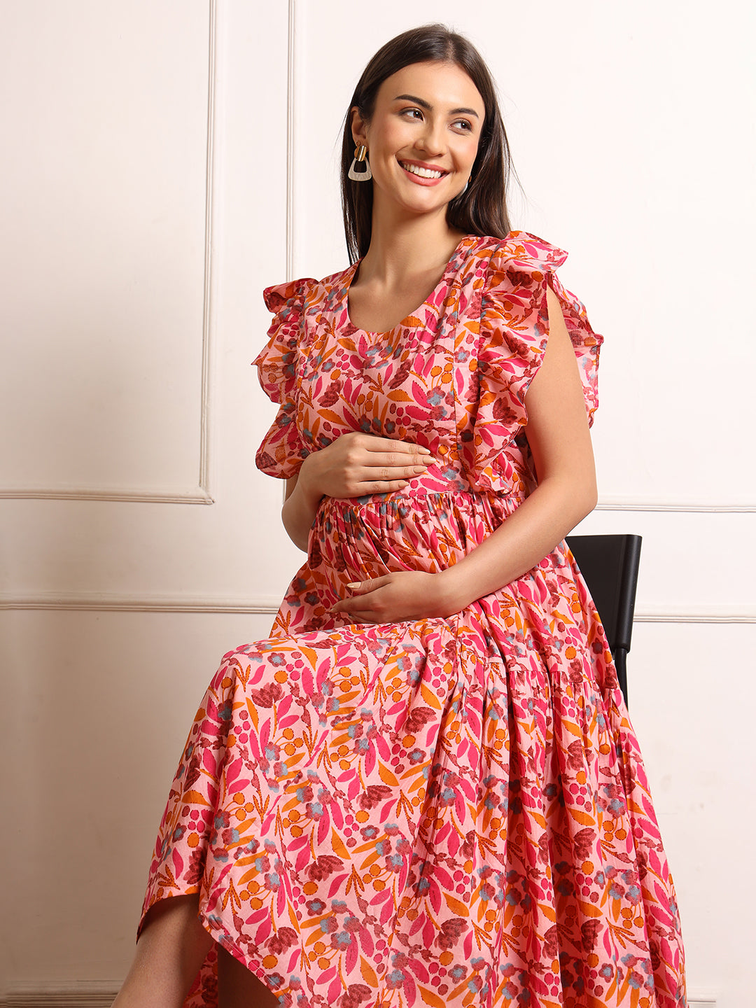 Maternity Fit & Flare Midi Dress