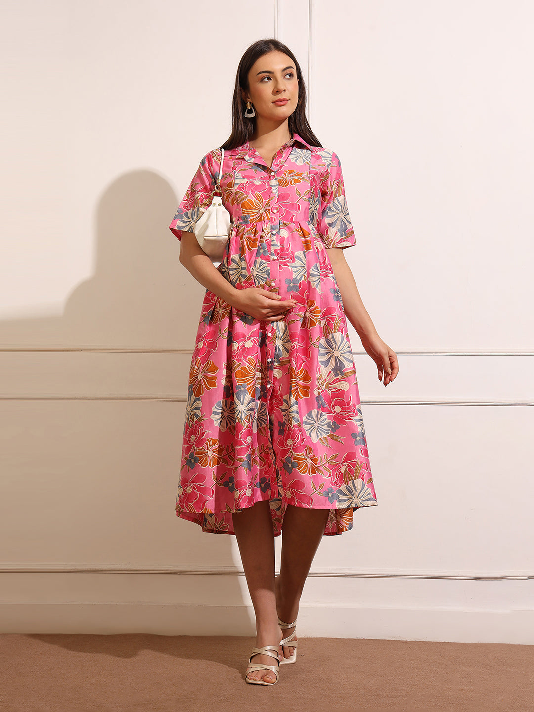 Maternity Fit & Flare Midi Dress