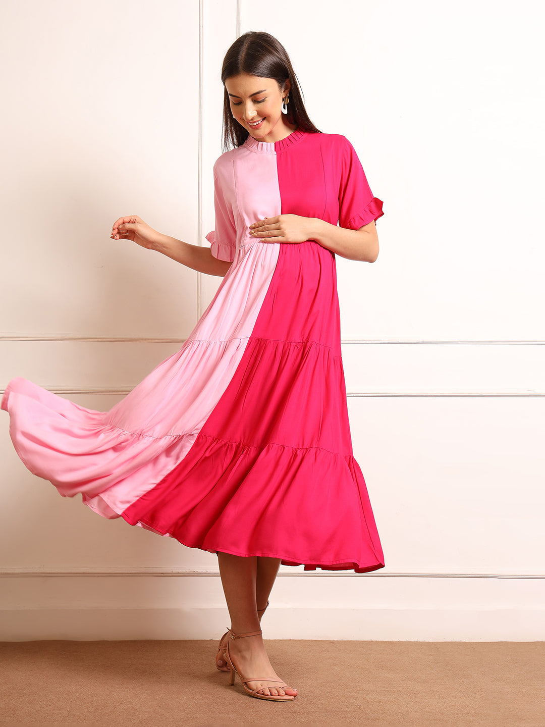 Maternity Fit & Flare Midi Dress