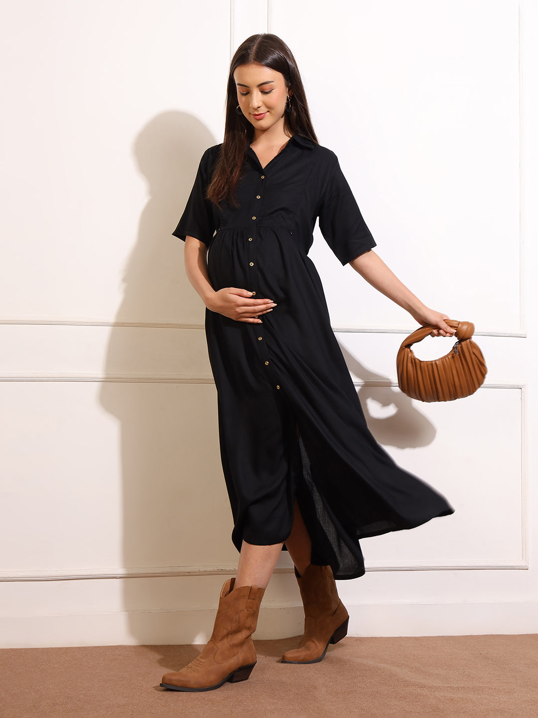 Maternity Fit & Flare Midi Dress