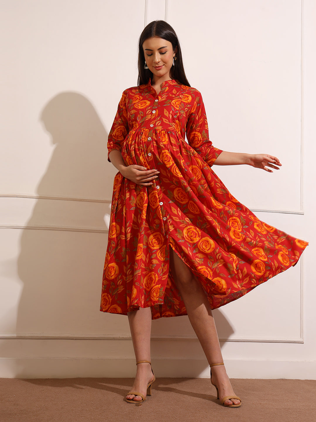 Maternity Fit & Flare Midi Dress