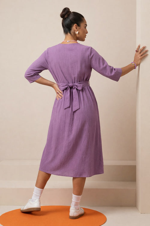 Cotton Maternity Dress, Purple