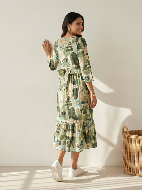 Cotton Maternity Dress, Green