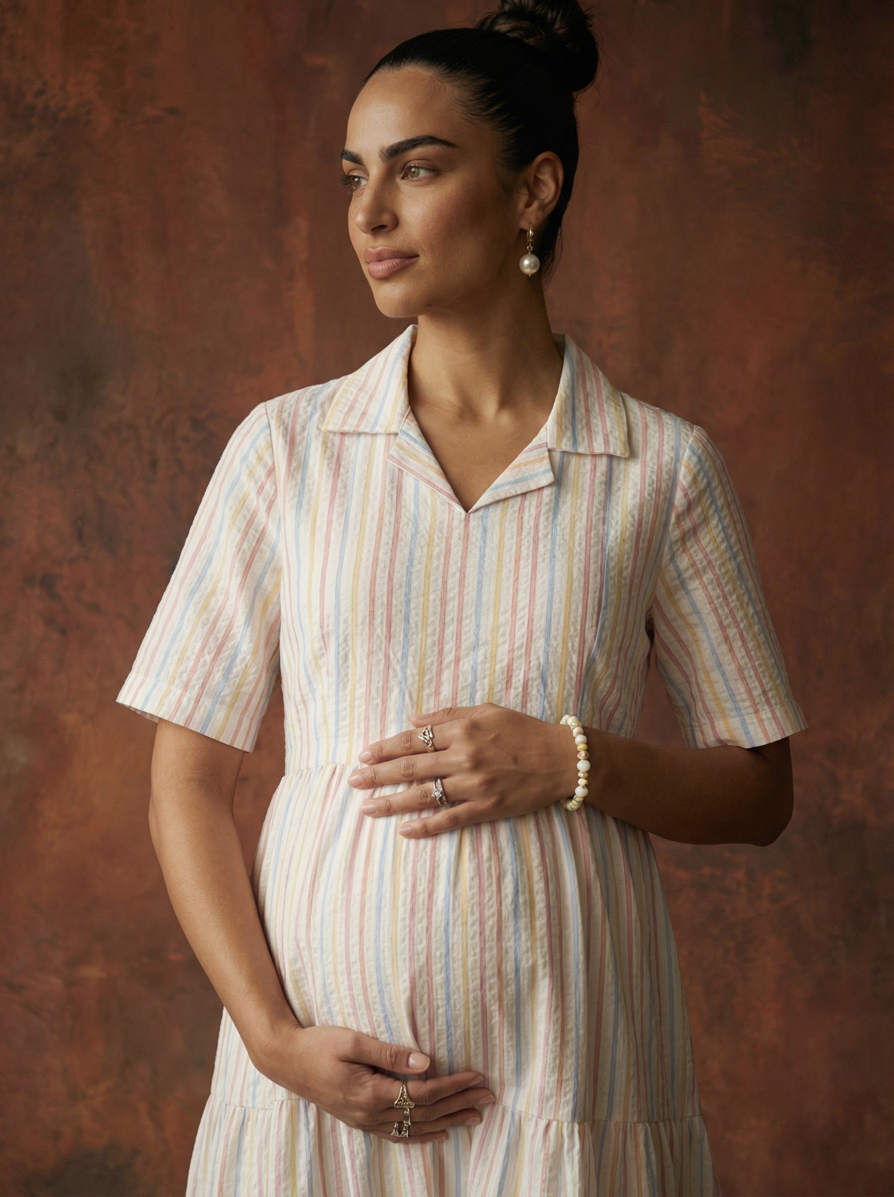 Cotton Maternity Dress, White