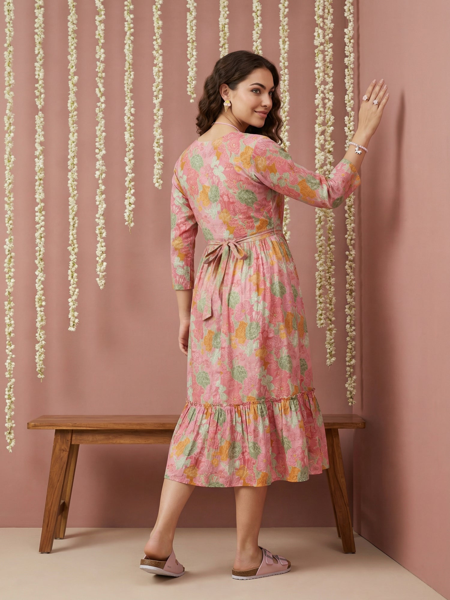 Cotton Maternity Dress, Pink