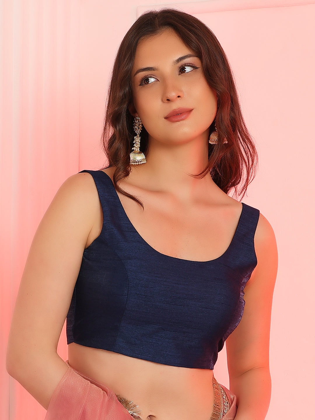 Raw Silk Blouse, Blue
