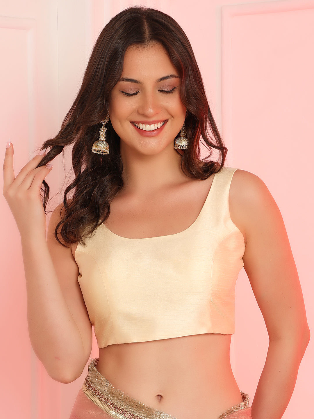 Raw Silk Blouse, Beige
