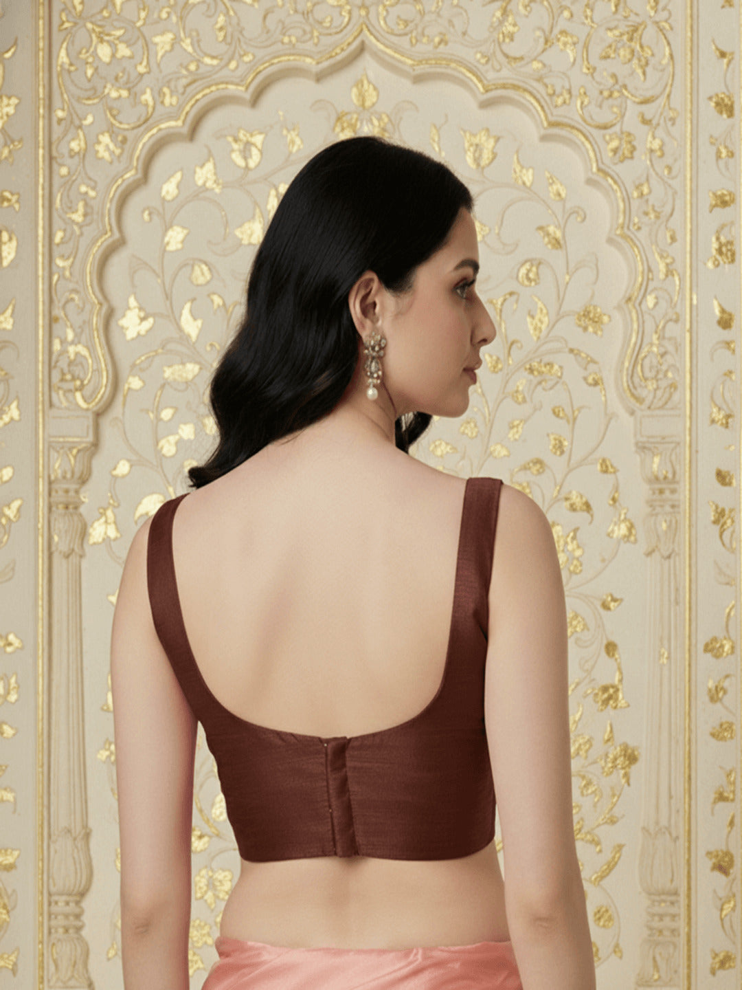 Raw Silk Blouse, Brown