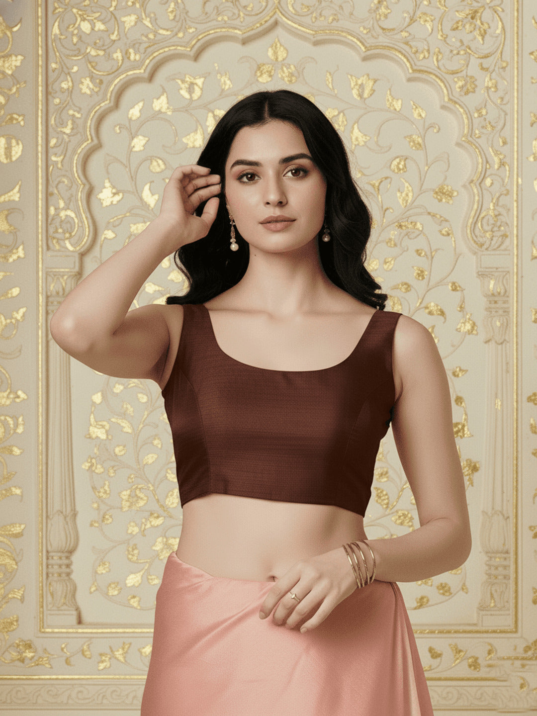 Raw Silk Blouse, Brown
