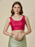 Raw Silk Blouse, Dark Pink