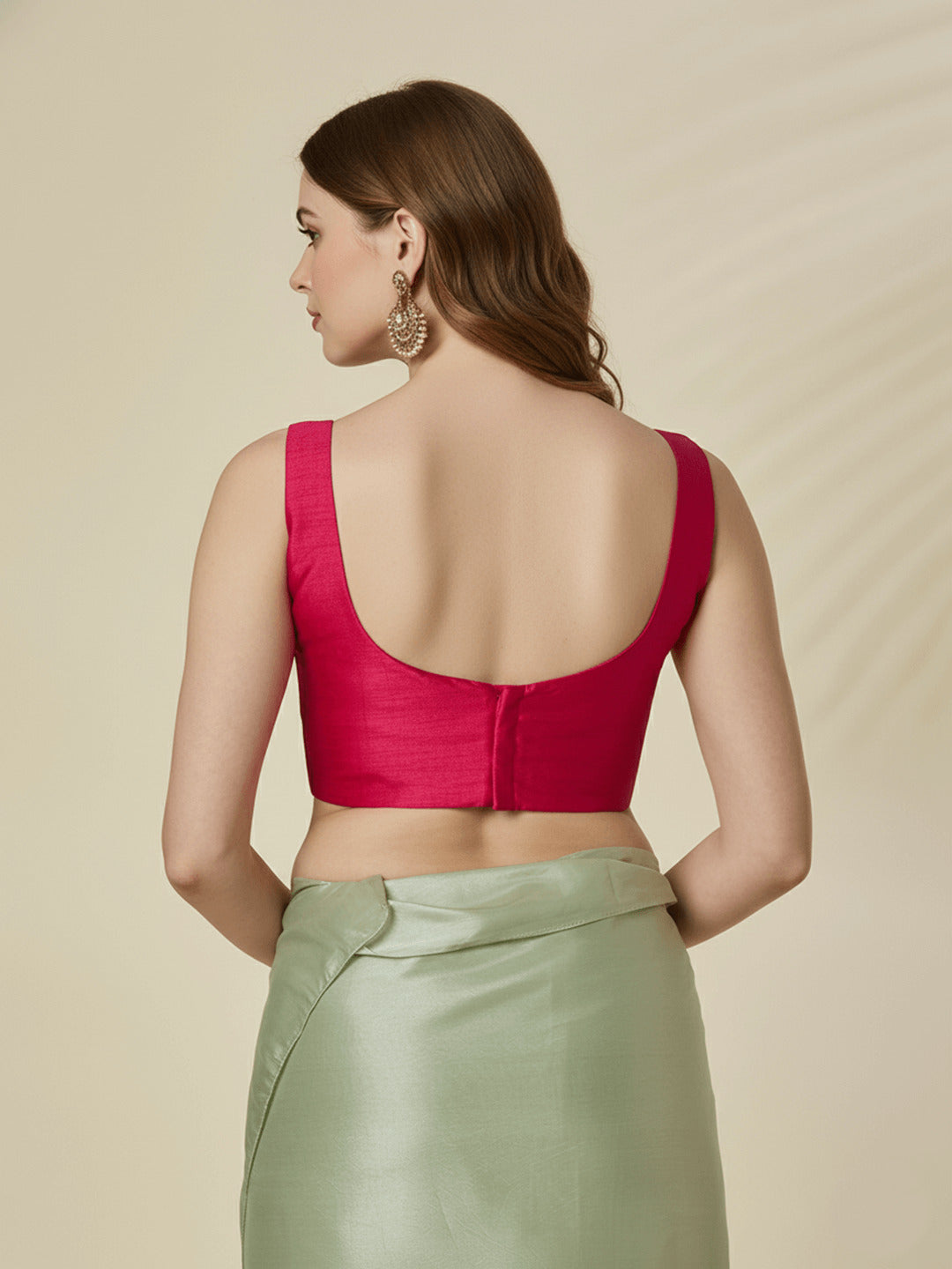 Raw Silk Blouse, Dark Pink