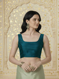 Raw Silk Blouse, Green