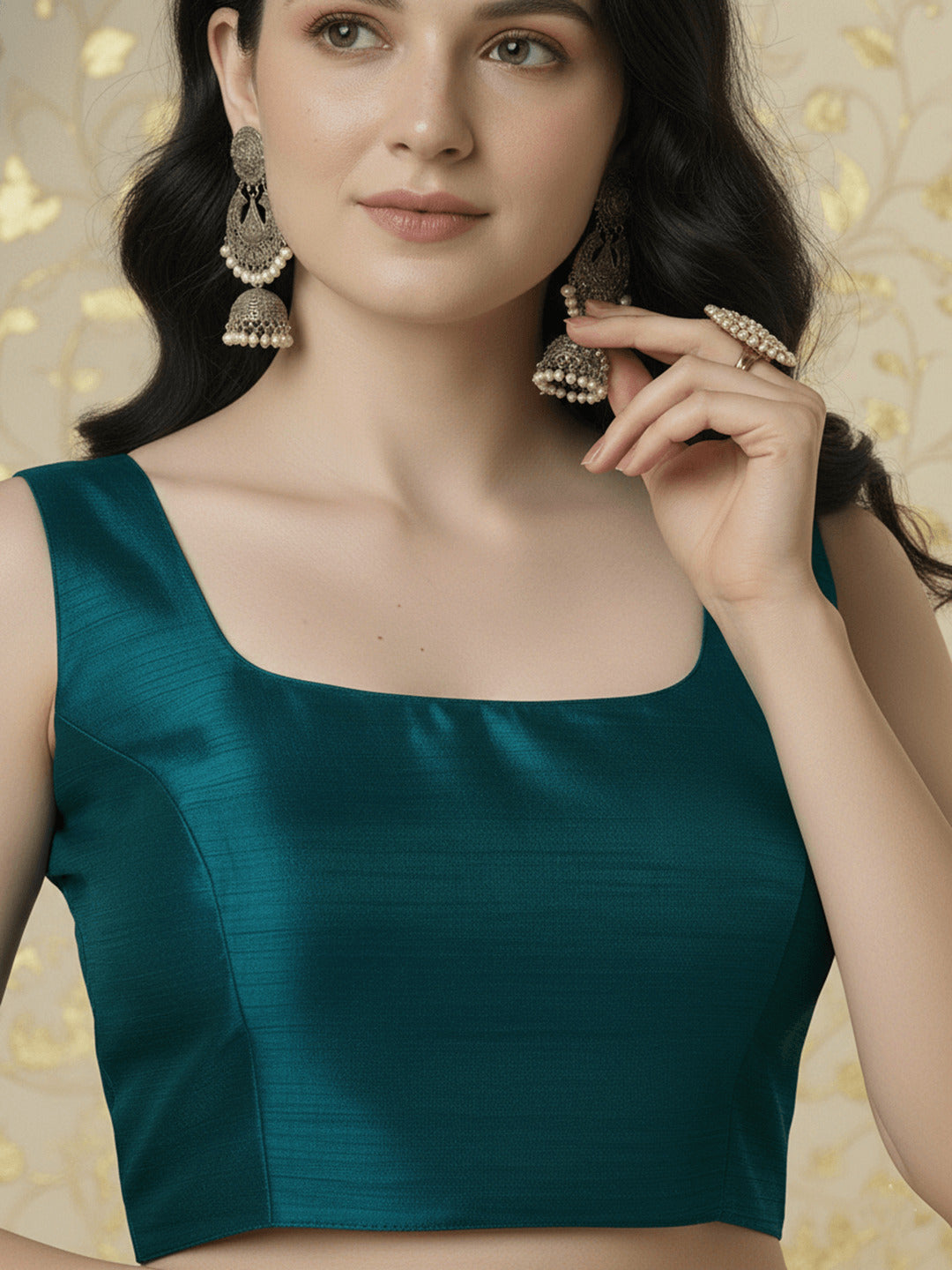 Raw Silk Blouse, Green