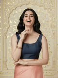 Raw Silk Blouse, Blue