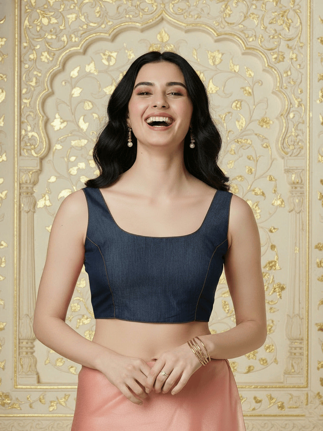 Raw Silk Blouse, Blue