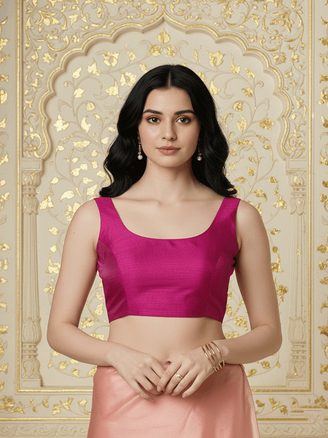 Raw Silk Blouse, Pink